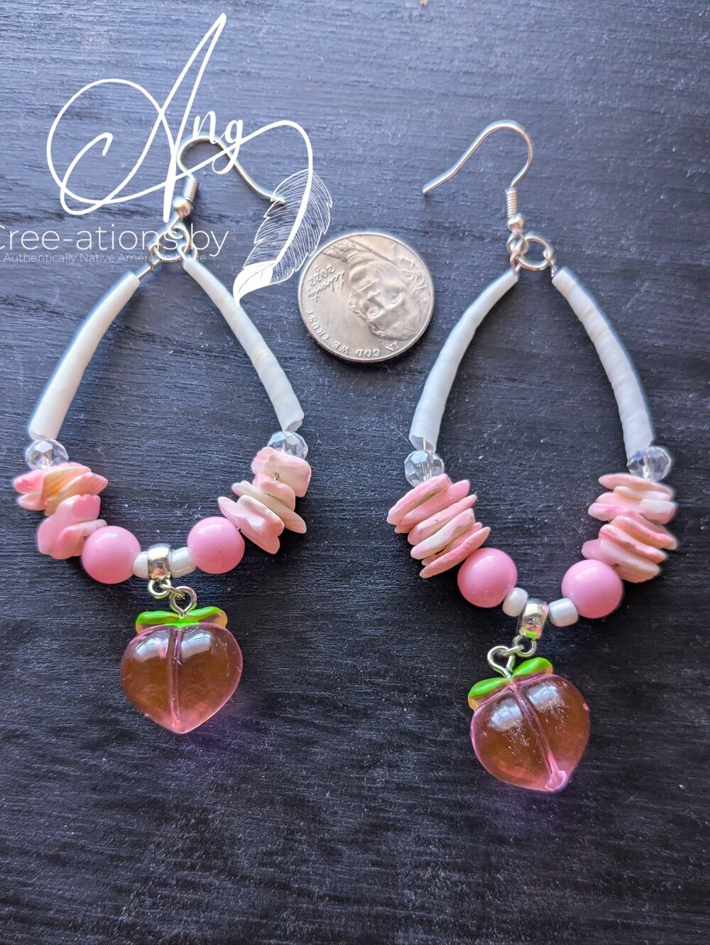 Just Peachy Shell Loop Drop Earrings